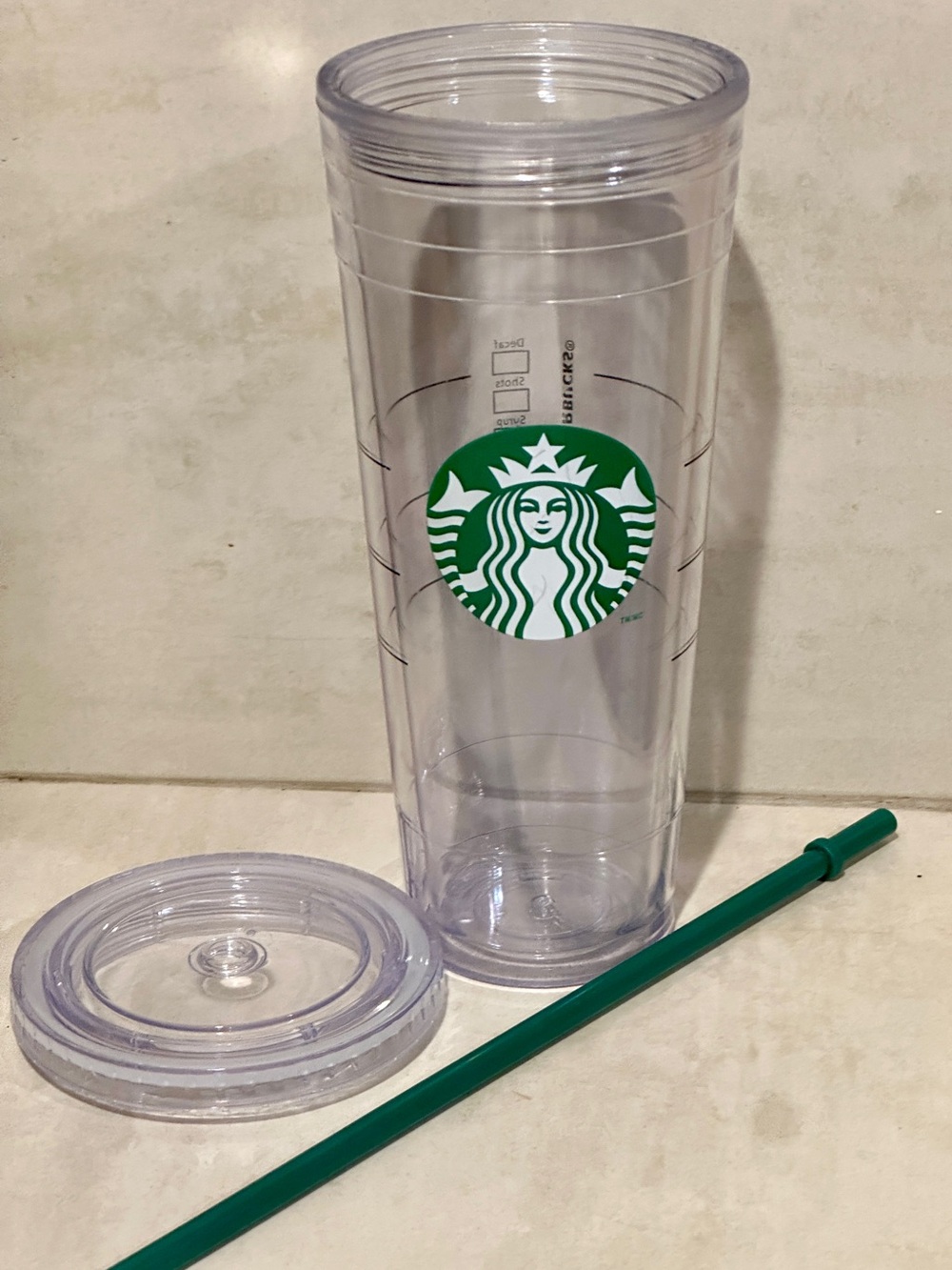 Starbucks Y2K Vintage 2012 Clear Venti Cold Cup Tumbler 24 oz, Straw, & Lid
